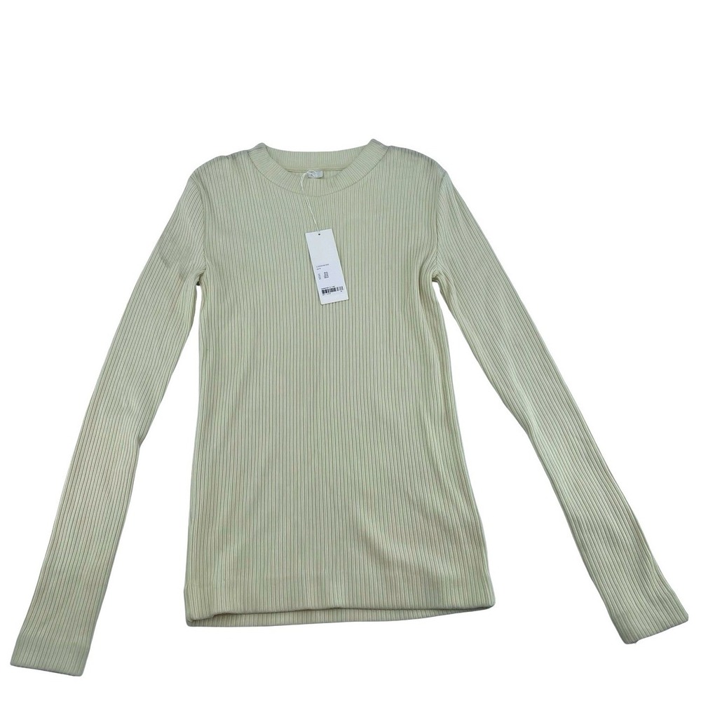 Arket Women's Top Ribbed Knit Cream Cotton Small NWT
